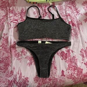Aerie black sparkly bikini set